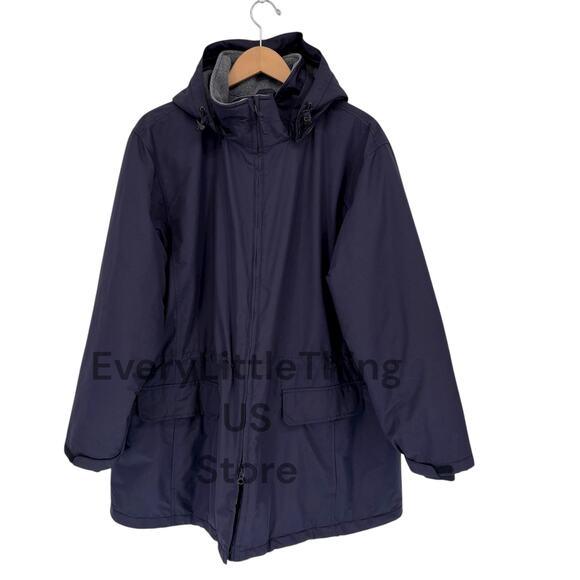 Lands' End Parka Jacket Winter Coat Womens 2X 20W 22W Hooded Fleece Quilt Lined - Picture 1 of 9